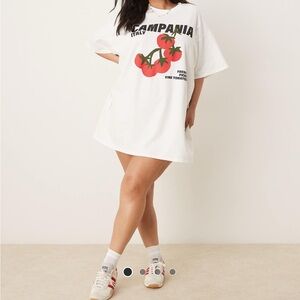 ASOS DESIGN CURVE Tomato Graphic T-Shirt Mini Dress
